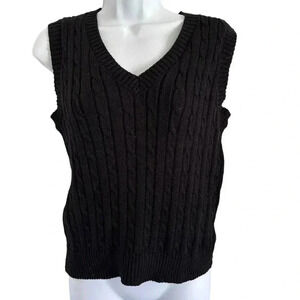 Love Tree sweater vest women's size Large cable knit black